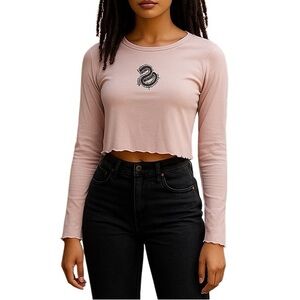 Aeropostale Crop Top XL 2000s Kawaii Laying Pink Stretchy Dragon Tee Date Night